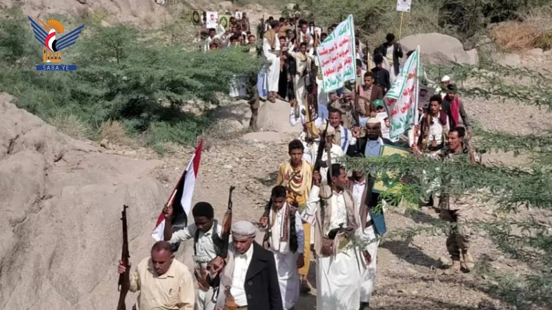 مسير وعرض عسكري لدفعة الشهيد الغماري في مديرية بني سعد بالمحويت