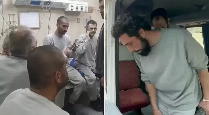 وصول 5 أسرى فلسطينيين إلى مستشفى شهداء الأقصى وسط قطاع غزة