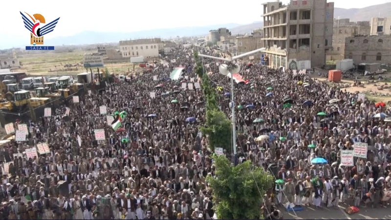 عمران.. مسيرات حاشدة في 120 ساحة وفاءً للشهداء وإسنادًا لغزة