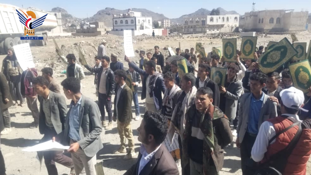 إب .. مسيران لخريجي دورات "طوفان الأقصى" في يريم وحزم العدين