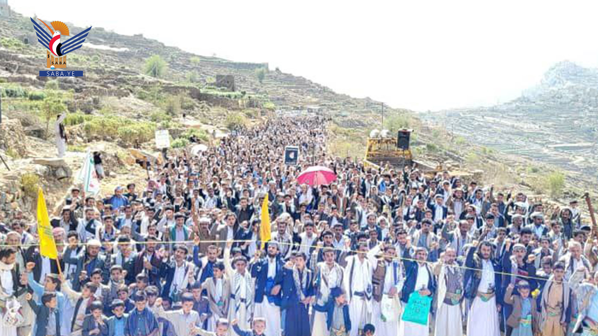 أبناء حجة يحتشدون في 200 مسيرة تضامناً مع الشعب الفلسطيني