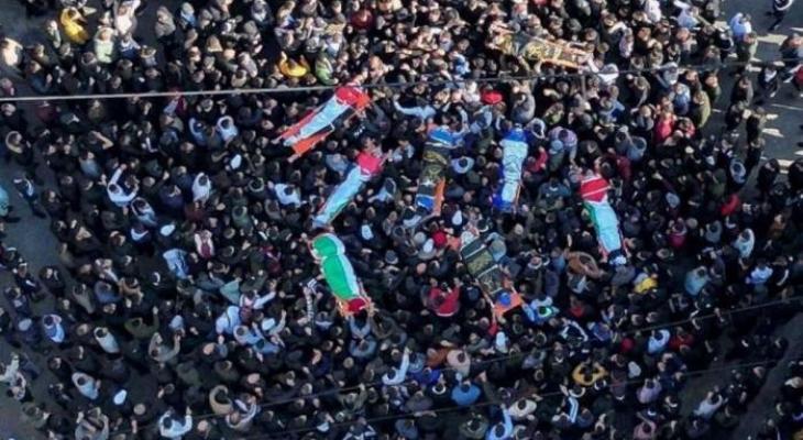 جماهير فلسطينية غفيرة تشيع ستة شهداء في جنين