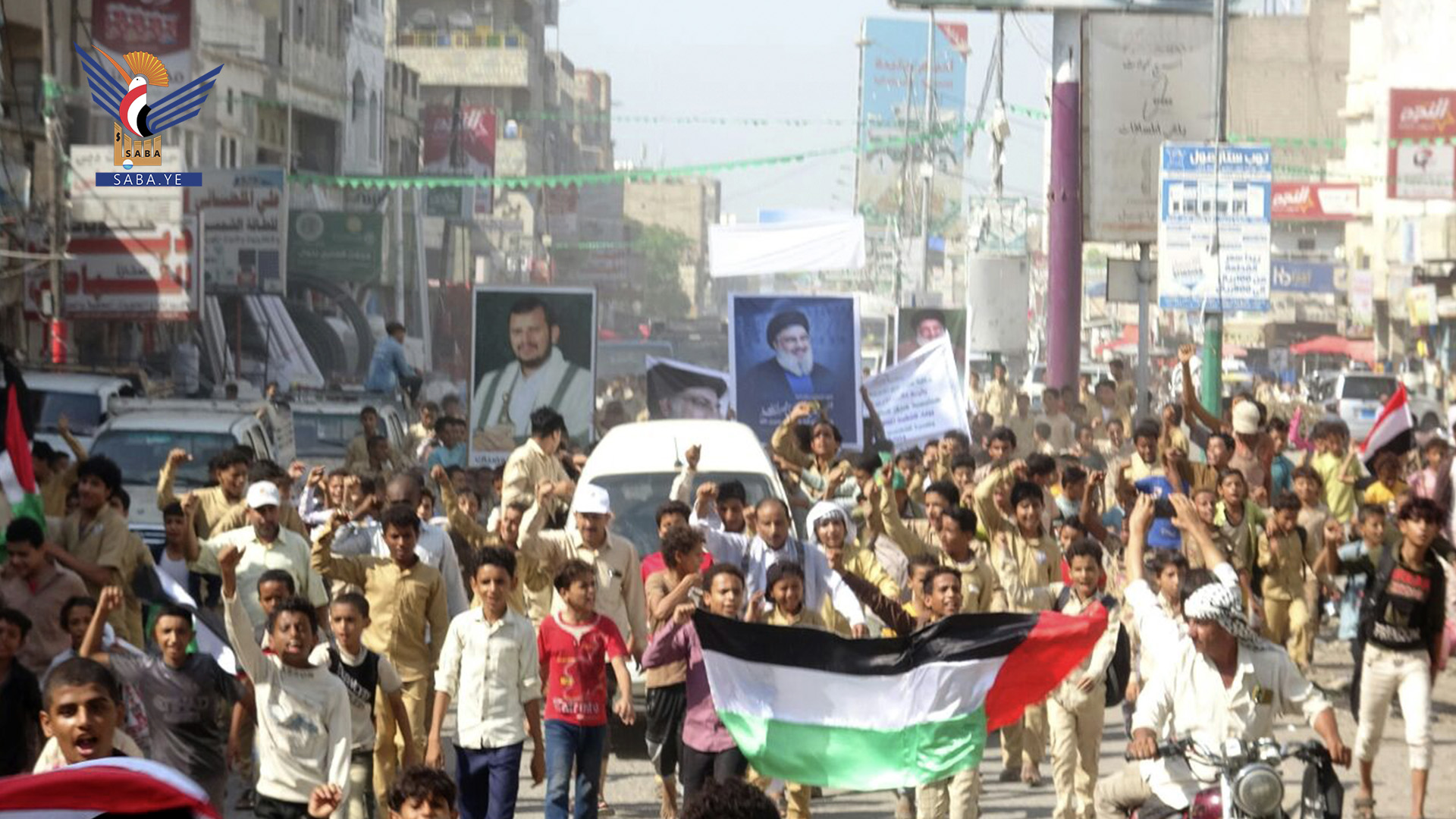 مسيرة طلابية في باجل بالحديدة بالذكرى الأولى لطوفان الأقصى