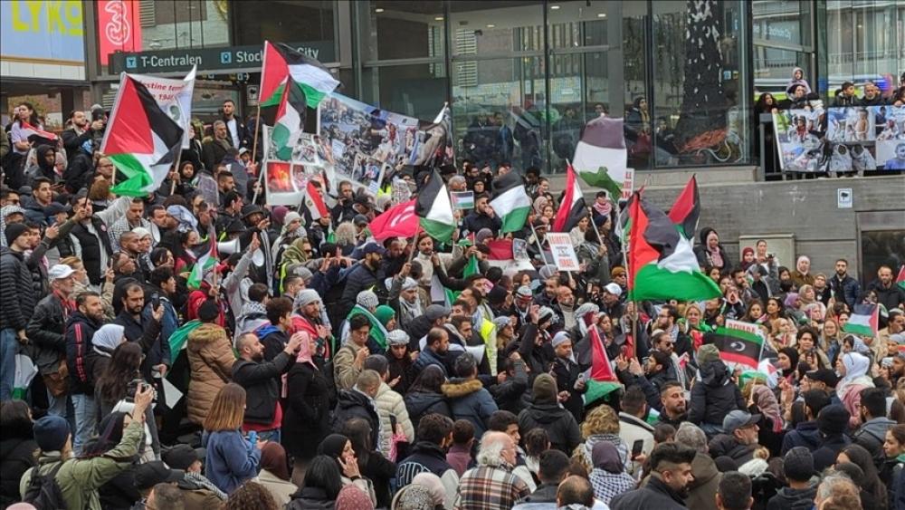 احتجاجات غاضبة بالسويد ضد الجرائم الصهيونية في غزة
