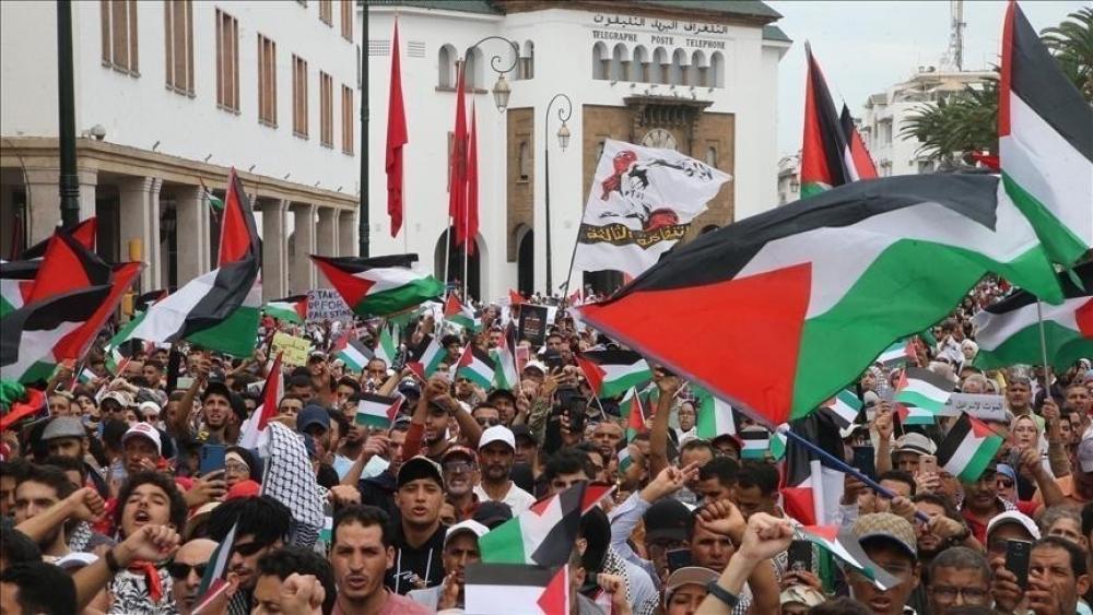تظاهر العشرات في مدينة سلا المغربية للمطالبة بإنهاء حصار غزة
