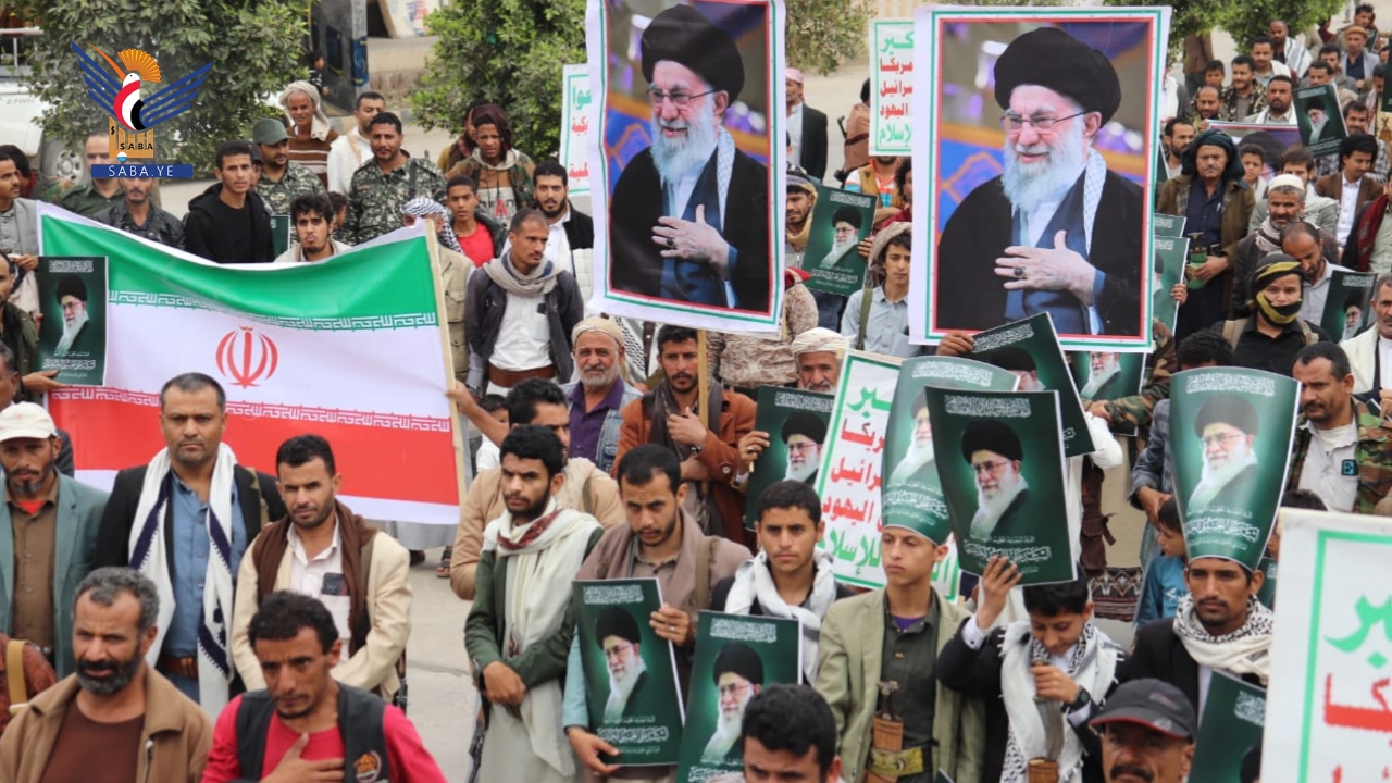 مسيرات حاشدة في الضالع بذكرى غزوة بدر وتضامنا مع إيران ولبنان