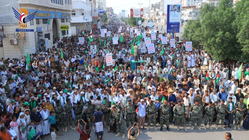 268 مسيرة حاشدة بالحديدة نصرة لفلسطين ووفاءً للشهداء