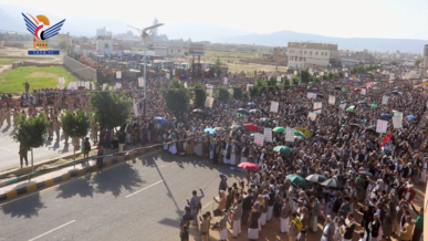 عمران.. 133 مسيرة رفضا للمؤامرة الصهيوأمريكية وثباتا مع غزة حتى النصر