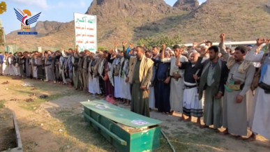 تشييع جثمان الشهيد مازن شميلة في مديرية بني سعد بالمحويت