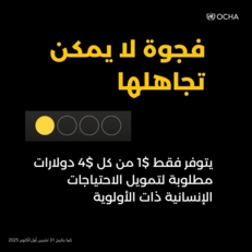 "أوتشا": هناك فجوة بين الاحتياجات الإنسانية والتمويل