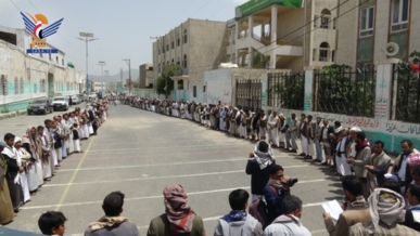 وقفات حاشدة في حجة تأكيدًا على ثبات الموقف المناصر لغزة وكل فلسطين ولبنان