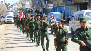 مسير لمنتسبي أمن مديرية صعدة وفاءً للشهيد اللواء الحمران وتأكيداً على الجهوزية