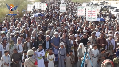 مسيرات حاشدة بمأرب تضامنًا مع فلسطين ولبنان وإيران