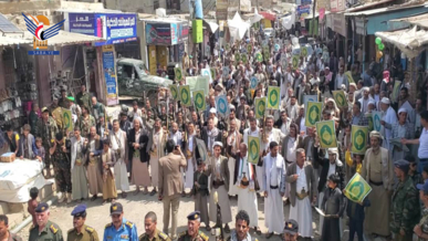 مسيرات في المحويت تنديدًا بالإساءات للقرآن الكريم وتأكيدًا على نصرة فلسطين ولبنان