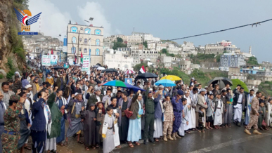   حجة.. مسيرات حاشدة تحت شعار " معركتنا مستمرة حتى تنتصر غزة"