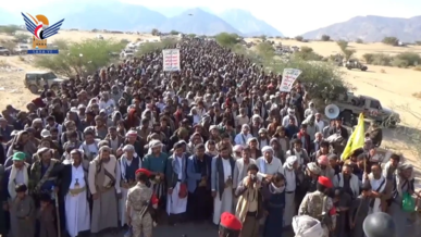 مسيرات حاشدة في مأرب بمرور عامين على عملية "طوفان الأقصى"