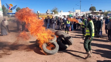 كوادر مكتب أشغال ذمار ينفذون تطبيقًا عمليًا على مهارات الدفاع المدني