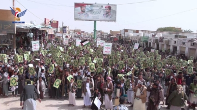 مسيرات حاشدة في الجوف تنديدا بجريمة الإساءة للقرآن الكريم ونصرة لفلسطين