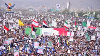 مسيرات ووقفات حاشدة بمحافظة صنعاء بذكرى غزوة بدر وتضامنا مع إيران ولبنان