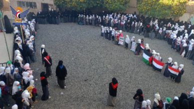 وقفات طلابية بمدارس مدينة المحويت وفاءً للشهداء وتضامناً مع الشعب الفلسطيني