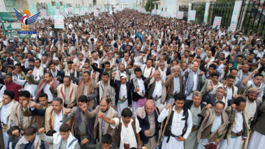 مسيرات حاشدة في حجة نصرة للمقدسات وتنديدًا بإساءة المجرم ترامب للكعبة المشرفة