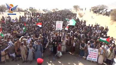 مسيرات جماهيرية بمأرب نصرة لغزة والجهوزية في مواجهة مؤامرات الأعداء 