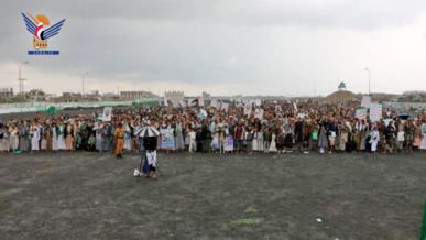 أبناء تعز يحتشدون في 87 مسيرة تأكيدا على الثبات مع غزة مهما كانت التهديدات