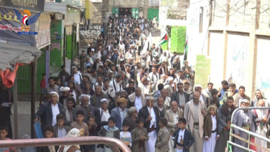   أبناء محافظة صنعاء يخرجون في مسيرات حاشدة نصرة لفلسطين ومباركة لانتصار إيران