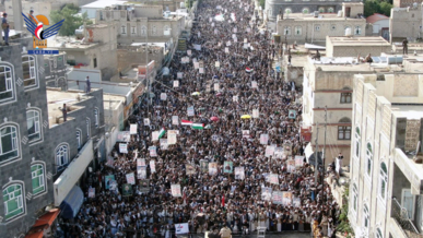  تسع مسيرات بذمار تضامناً مع الشعب الفلسطيني وتأكيداً على استمرار معركة الجهاد