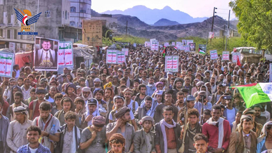 مسيرتان حاشدتان بتعز تحت شعار “ساحاتنا جهاد .. ثابتون مع غزة حتى النصر”