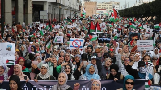 مظاهرة بالمغرب رفضا لتهجير وتجويع فلسطينيي غزة