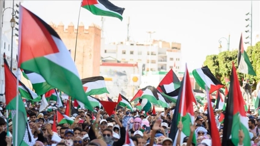 مظاهرة في العاصمة المغربية دعماً لفلسطين وضد التطبيع والعدوان على غزة